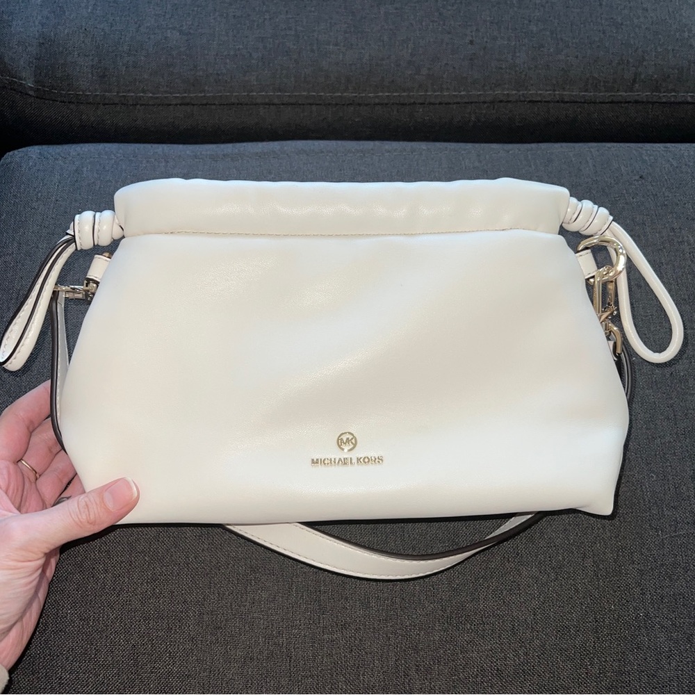 Michael Kors Lina Extra Small Crossbody Handbag Cream Color Vegan Faux Leather